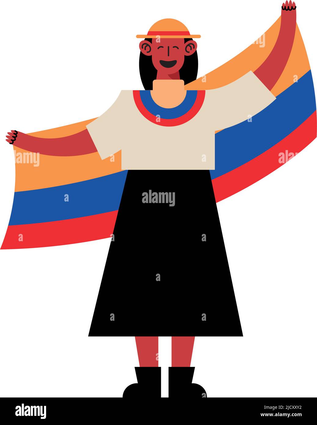 colombian woman with flag character Stock Vector