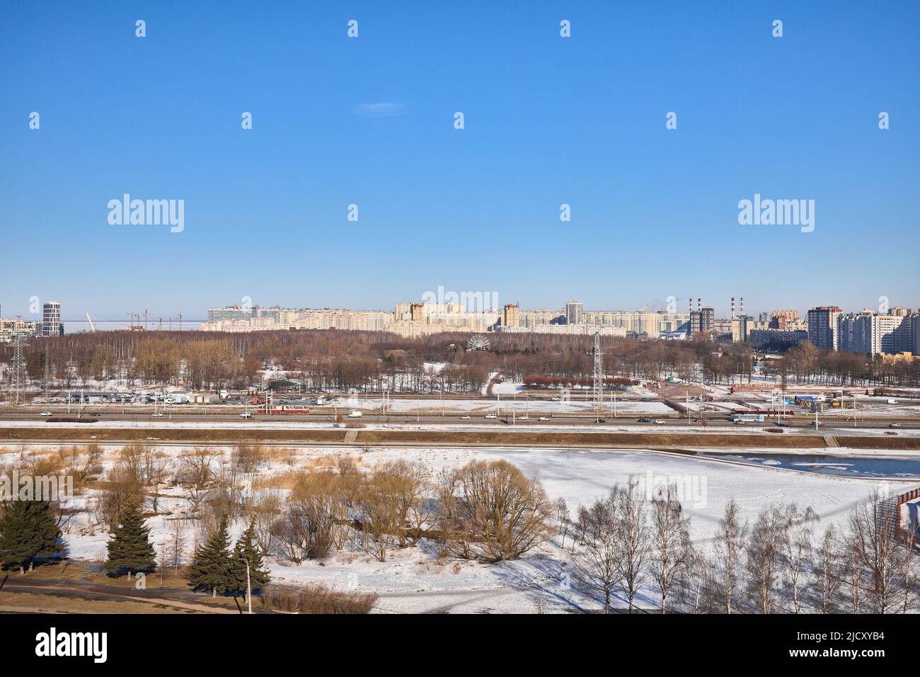 View from the window from the residential complex in winter Stock Photo ...