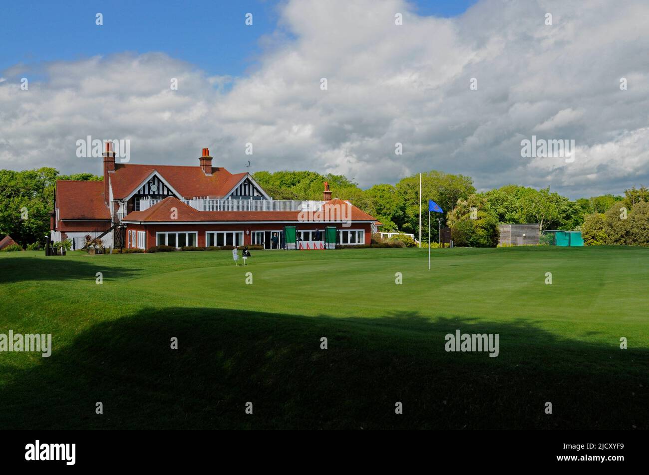 The Clubhouse, Royal Eastbourne Golf Club, Eastbourne, Sussex, England Stock Photo