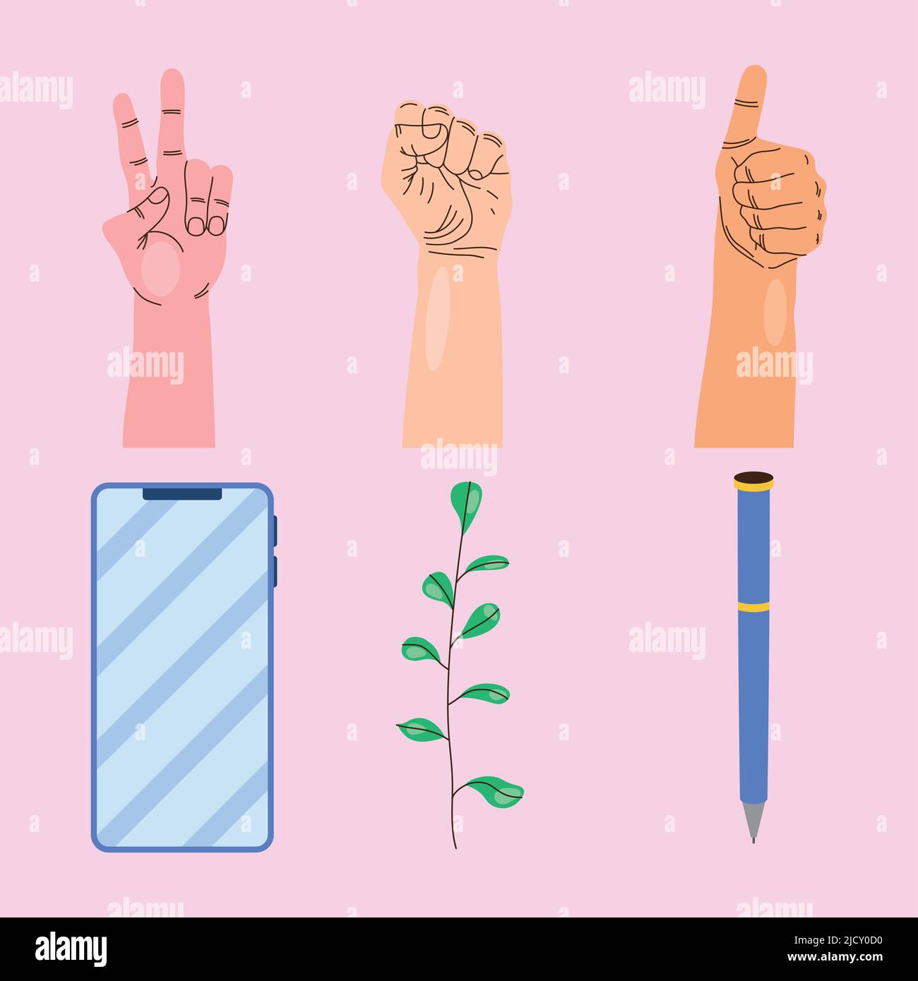 left handers day set six icons Stock Vector