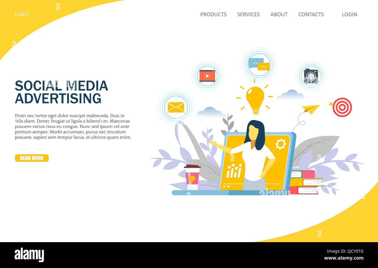 Social media advertising vector website landing page design template Stock Vector
