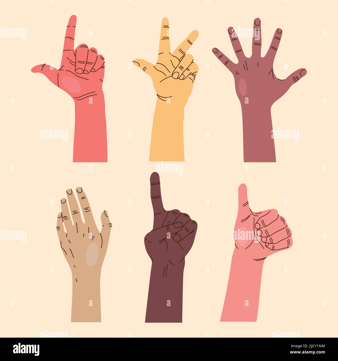 six left handers day set icons Stock Vector
