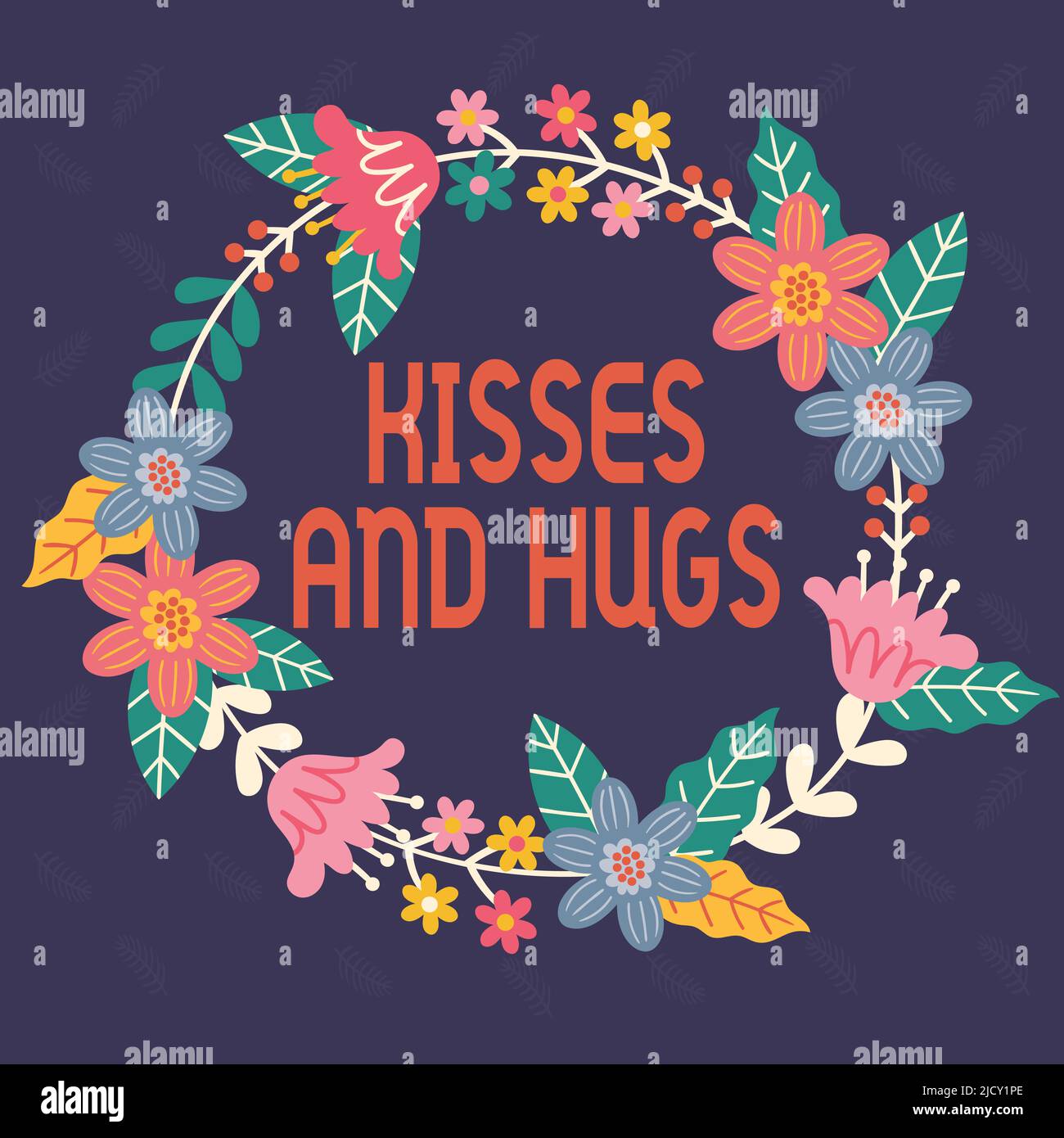 Hand writing sign KISSES AND HUGS. Business concept Sign of love