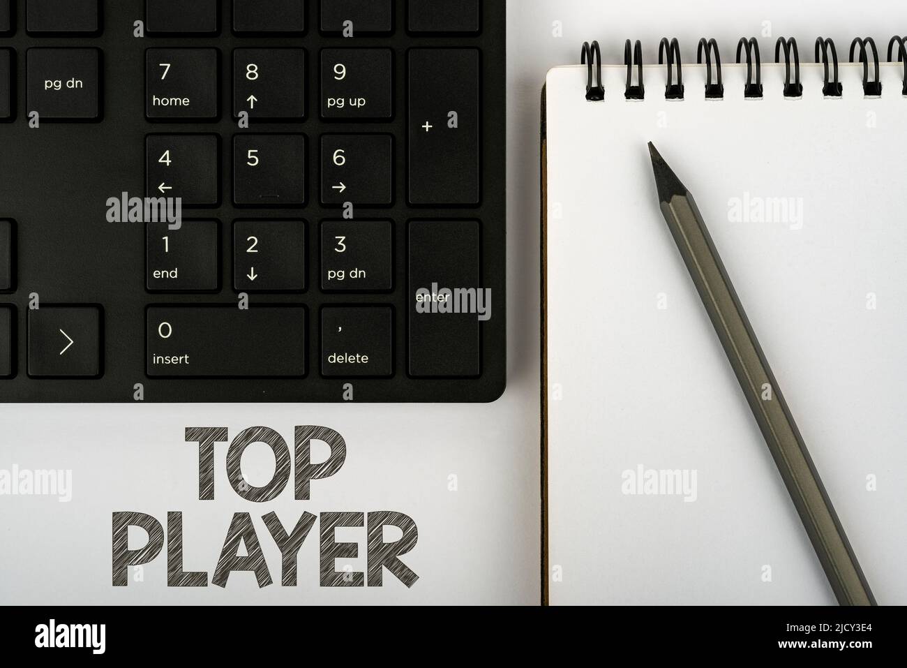 Text caption presenting Top Player. Conceptual photo being best in