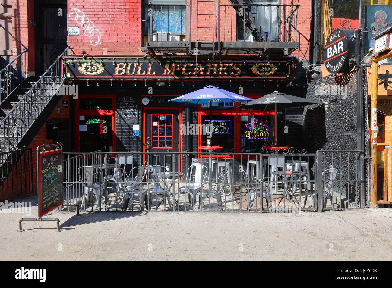 Bull McCabes, 29 St. Marks Place, New York, NY. exterior storefront of an Irish bar in the East Village neighborhood in Manhattan. Stock Photo