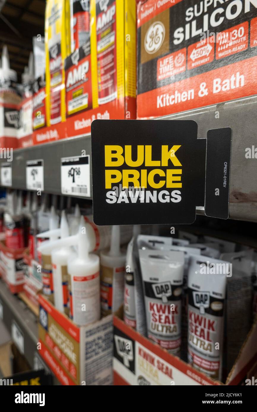 Product display in Home Depot, New York City, USA  2022 Stock Photo