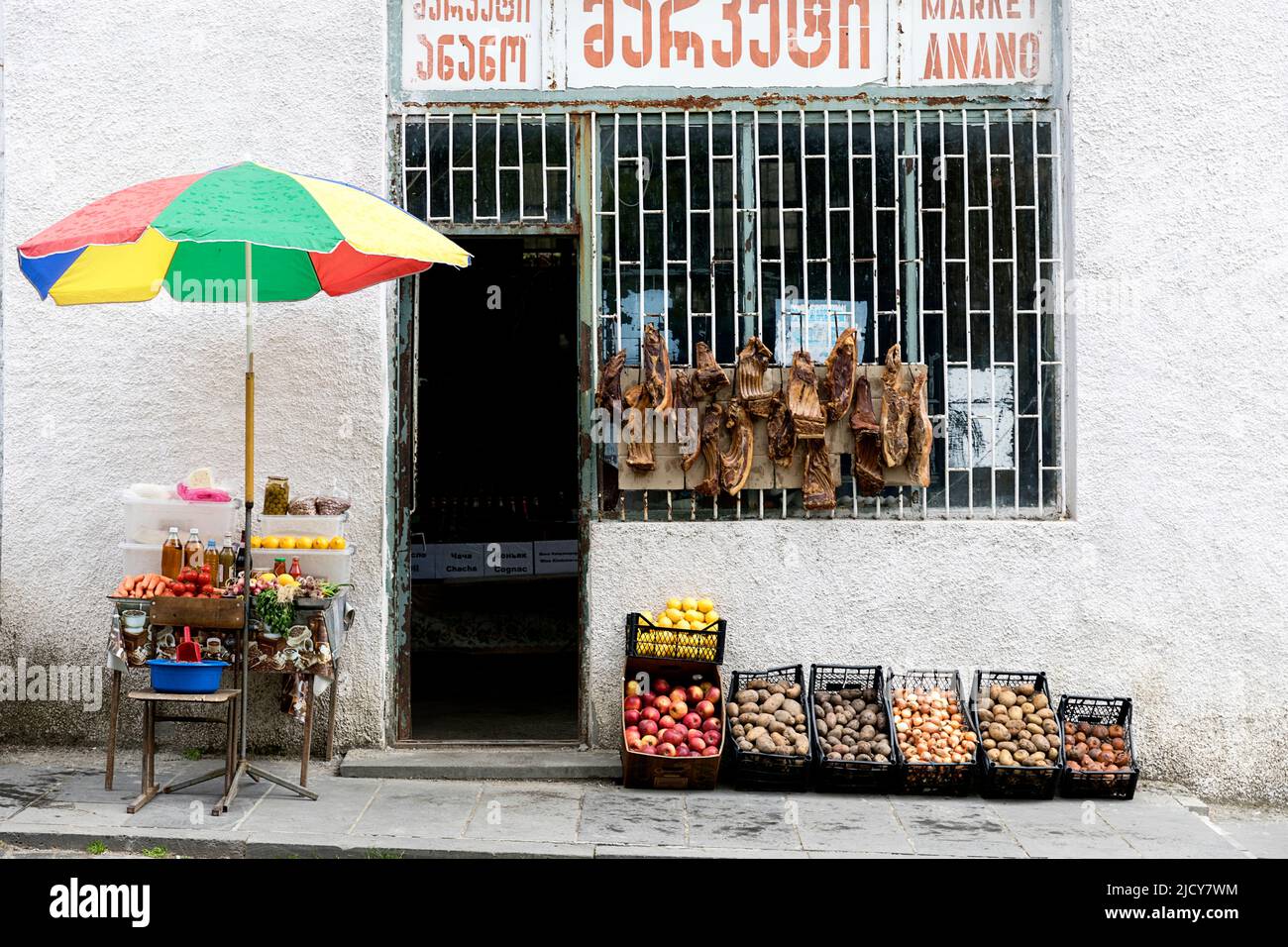 Typical grocery shop in Telavi, Kakheti, Georgia Stock Photo