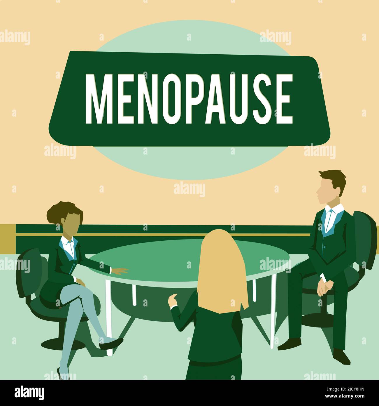 Sign displaying Menopause. Concept meaning Period of permanent