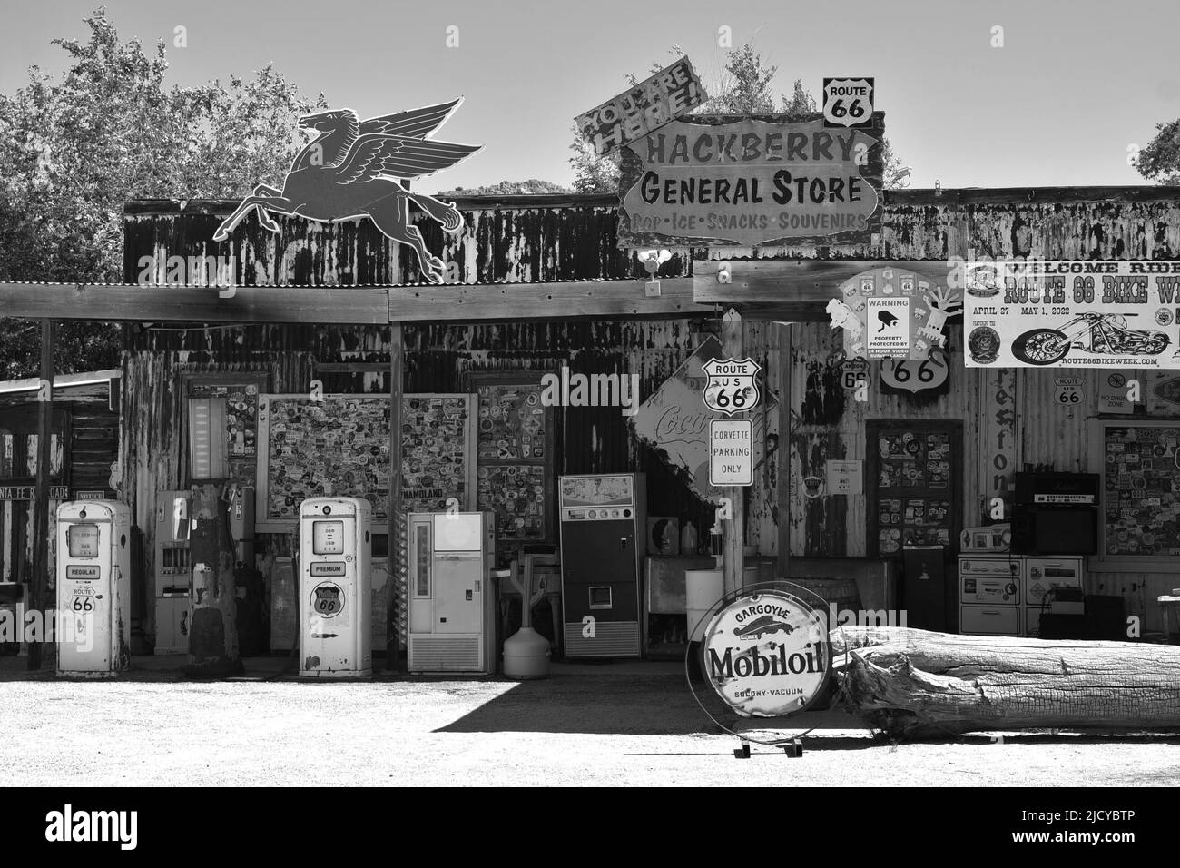 Hackberry General Store along historic route 66 in Arizona black and