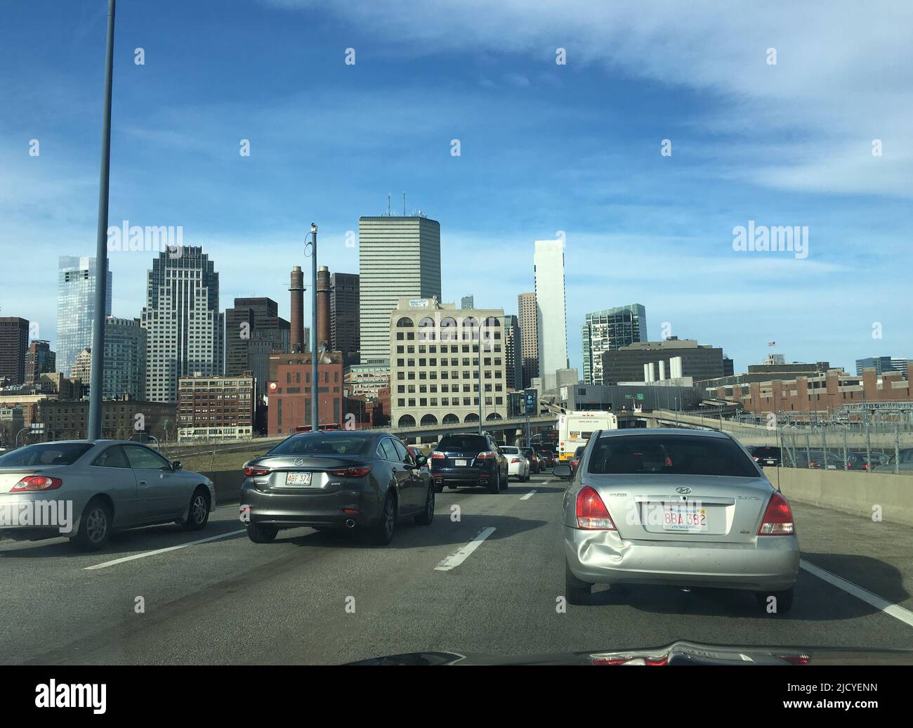 Expressway traffic about to enter the underground tunnel at Chinatown