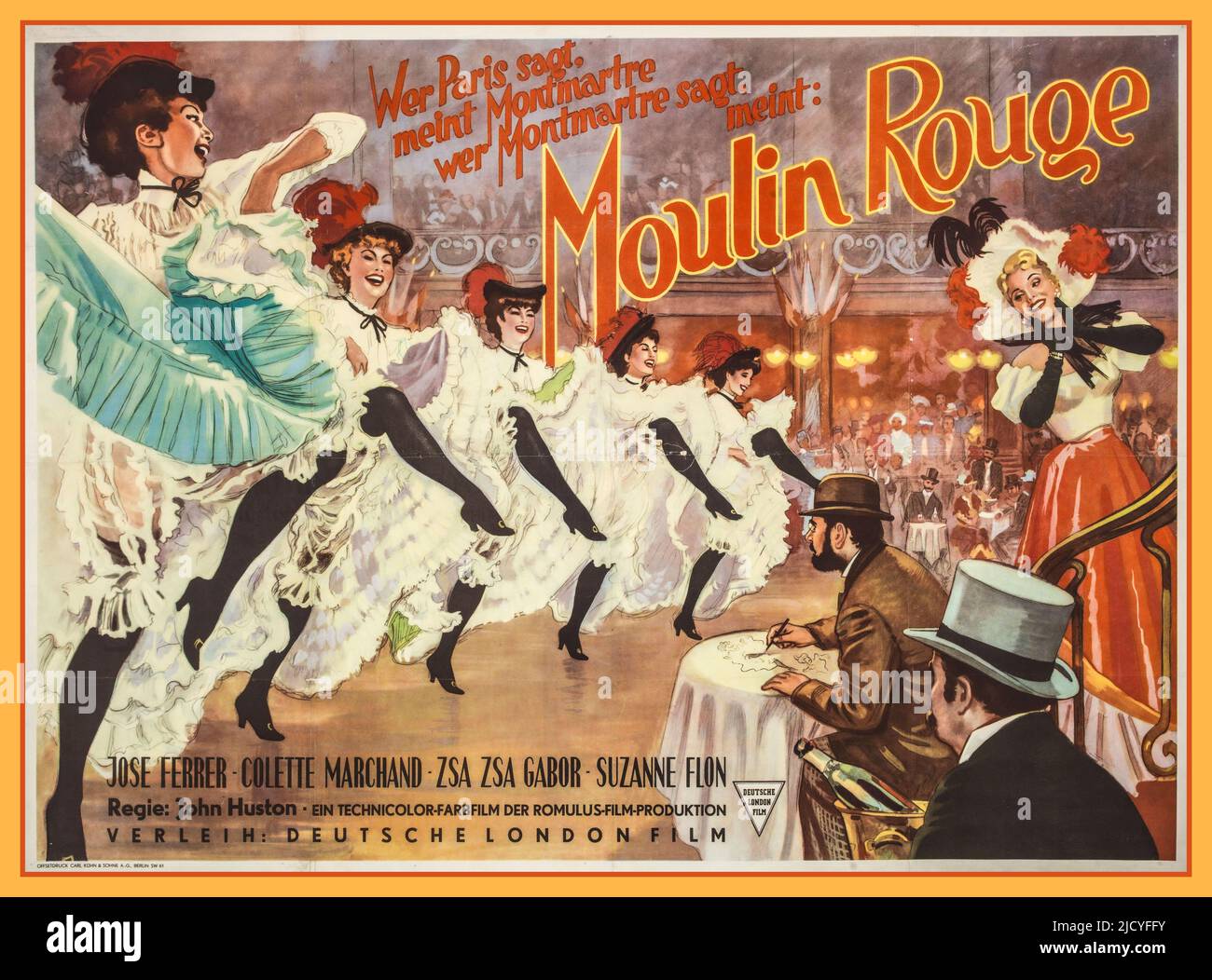 Vintage Moulin Rouge Movie Film Poster 1954 by John Huston starring Jose Ferrer Colette Marchand Zsa Zsa Gabor Suzanne Flon Stock Photo