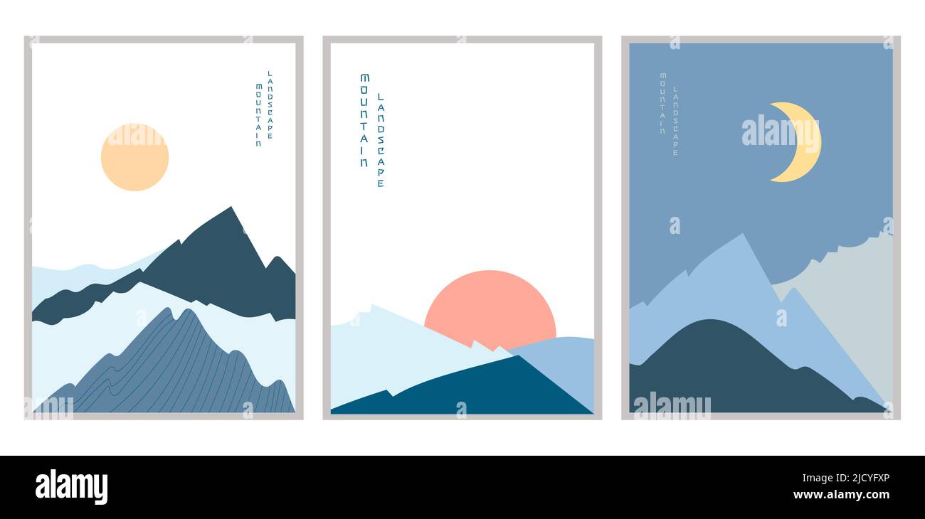 Abstract mountain landscape posters. Vector illustration. Posters Stock