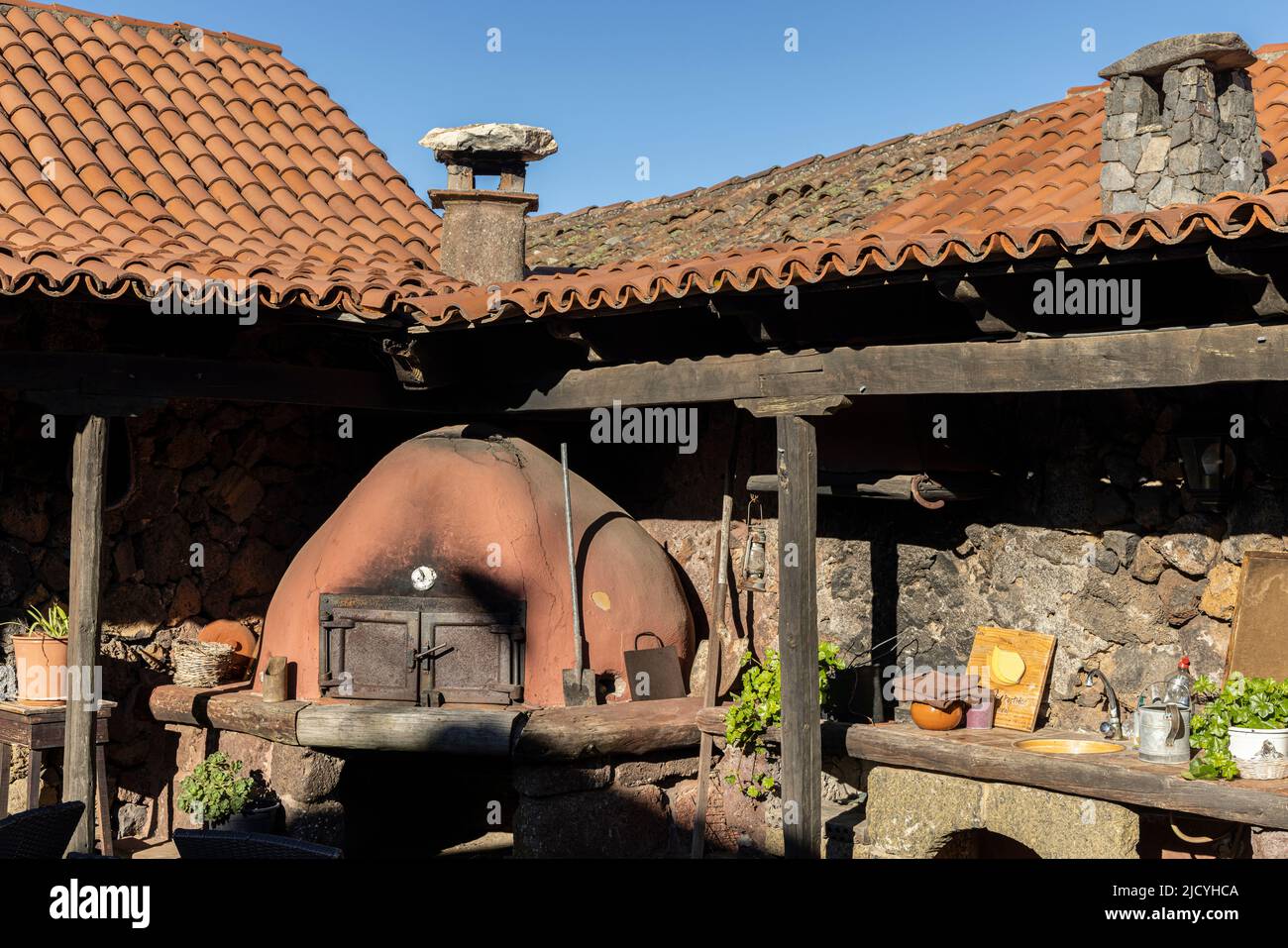 Outdoor oven at the Rural hotel, Caserio Los Partidos, El Tanque, near Santiago del Teide in Tenerife, Canary Islands, Spain Stock Photo