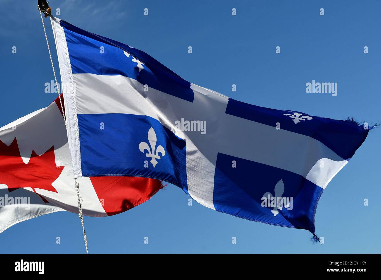 FLAG OF QUEBEC Stock Photo