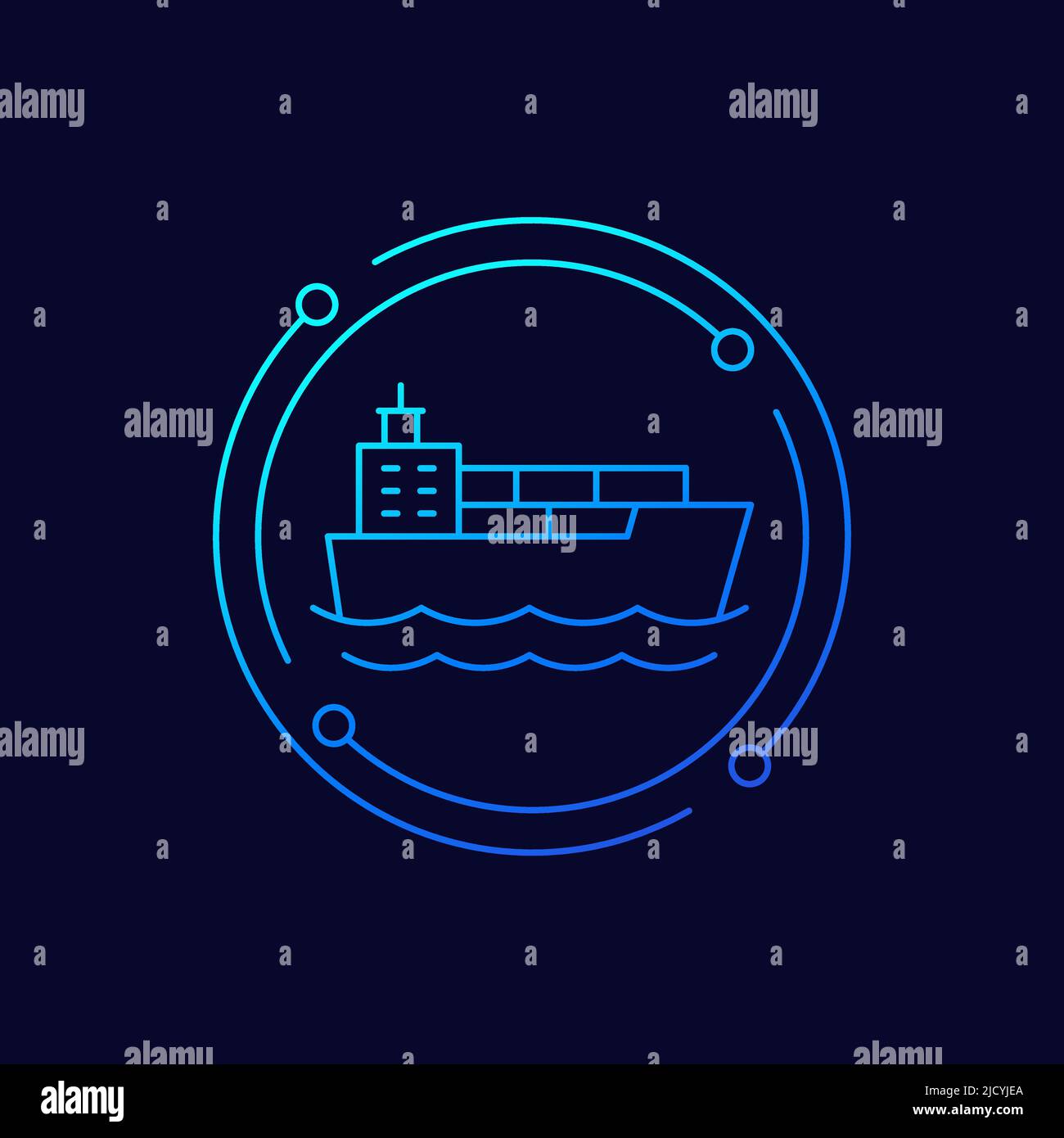 cargo ship with containers line icon, vector Stock Vector Image & Art ...