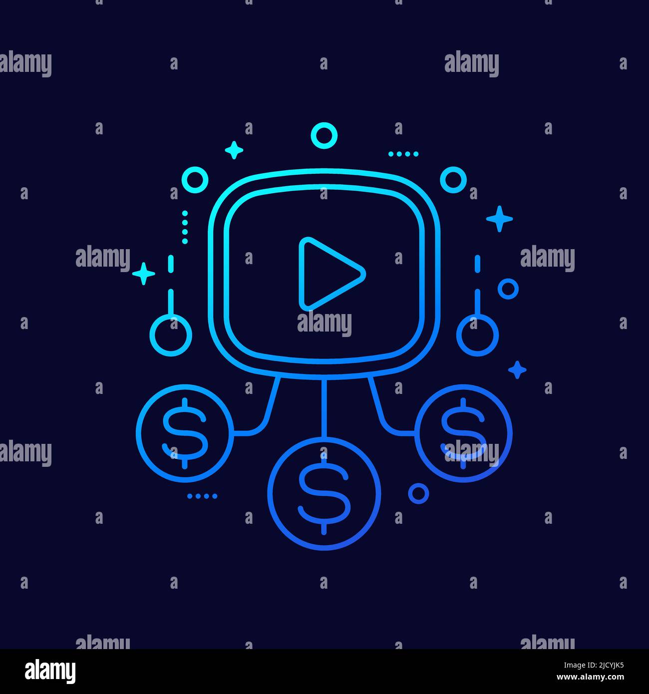 Video monetization line vector icon Stock Vector