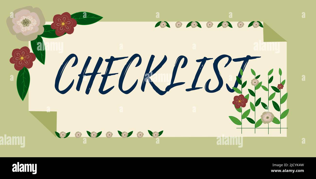 Text showing inspiration Checklist. Business showcase List down of the detailed activity as