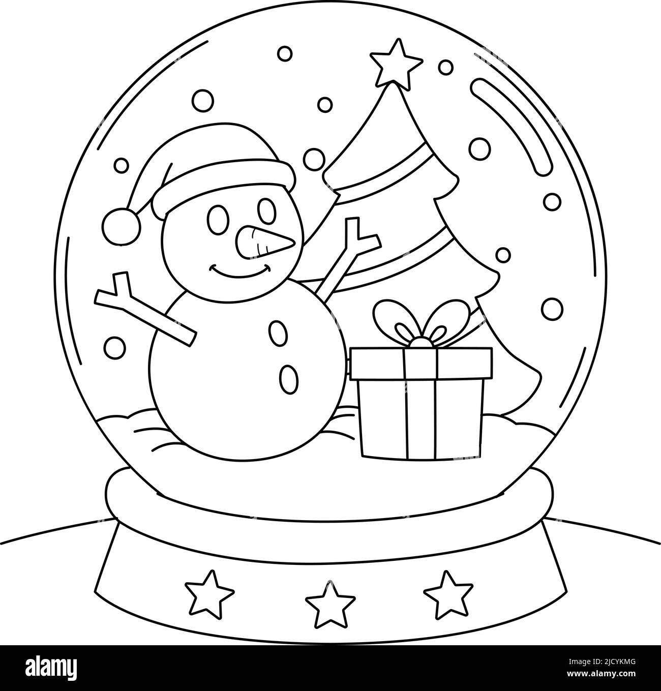 Merry Christmas Snowglobe Coloring Page