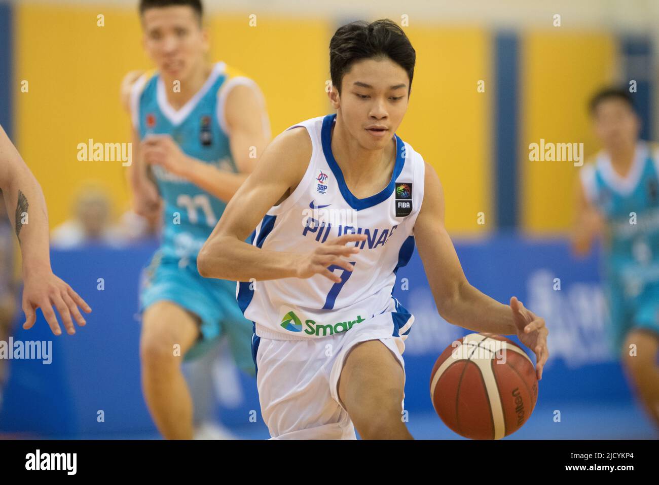 Doha, Qatar. 16th June, 2022. Apl Mcandrei Gemao of the Philippine  Basketball team in action during the FIBA U16 Asian Championship 2022 match  between Kazakhstan and Philippines held at the Al-Gharafa Sports