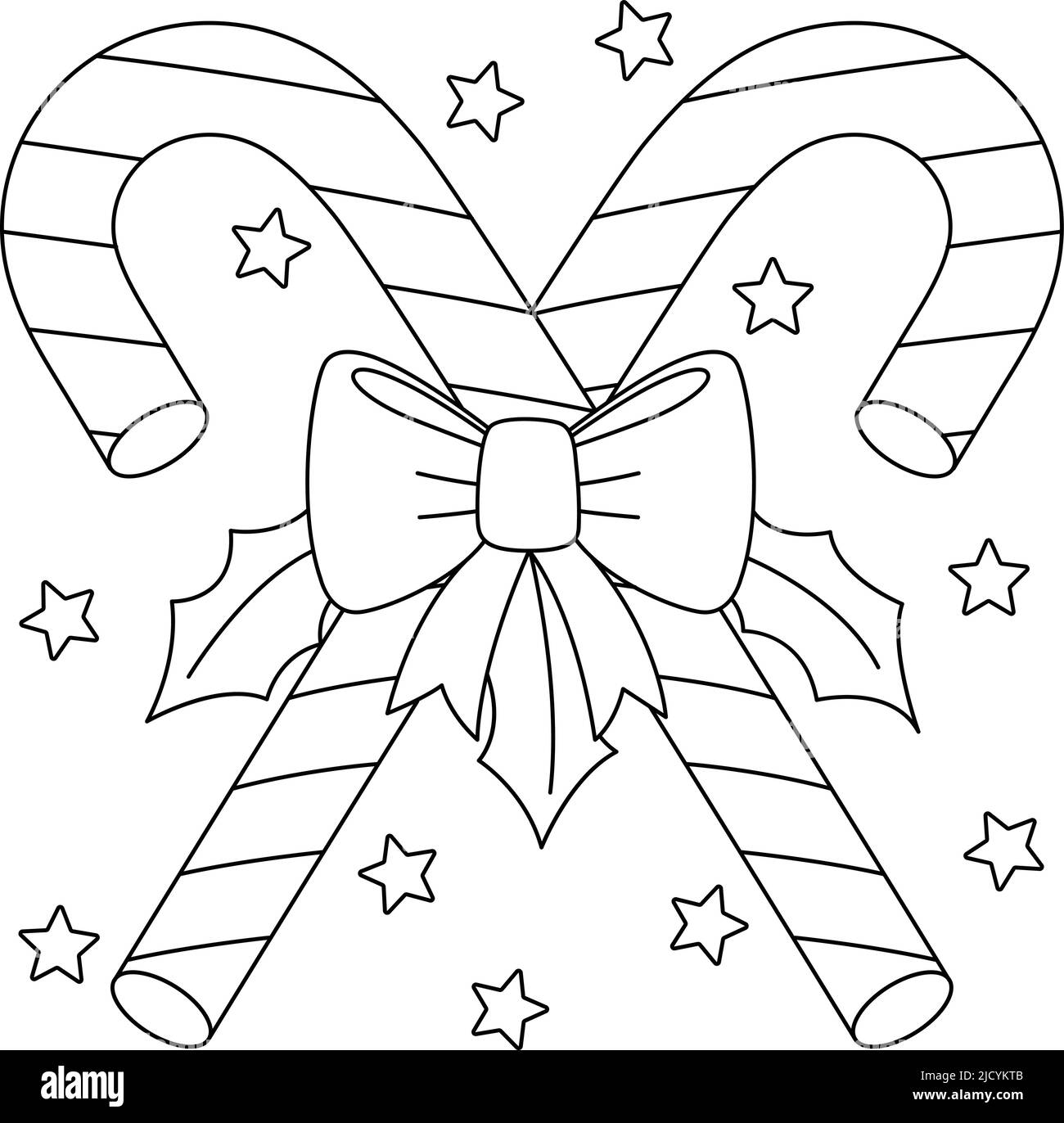 Christmas Candy Cane Coloring Page for Kids Stock Vector