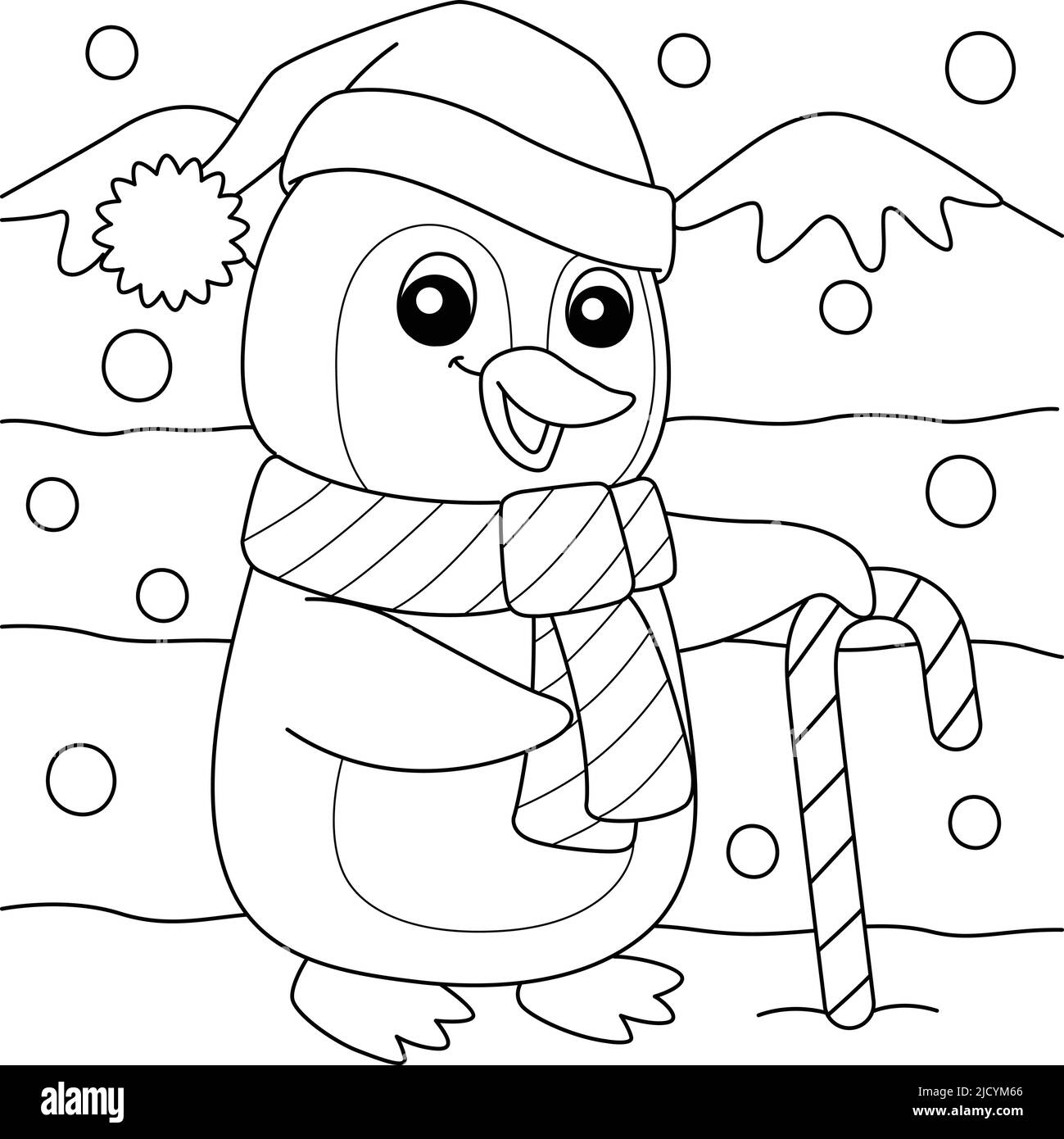 Christmas Santa Penguin Coloring Page for Kids Stock Vector Image & Art
