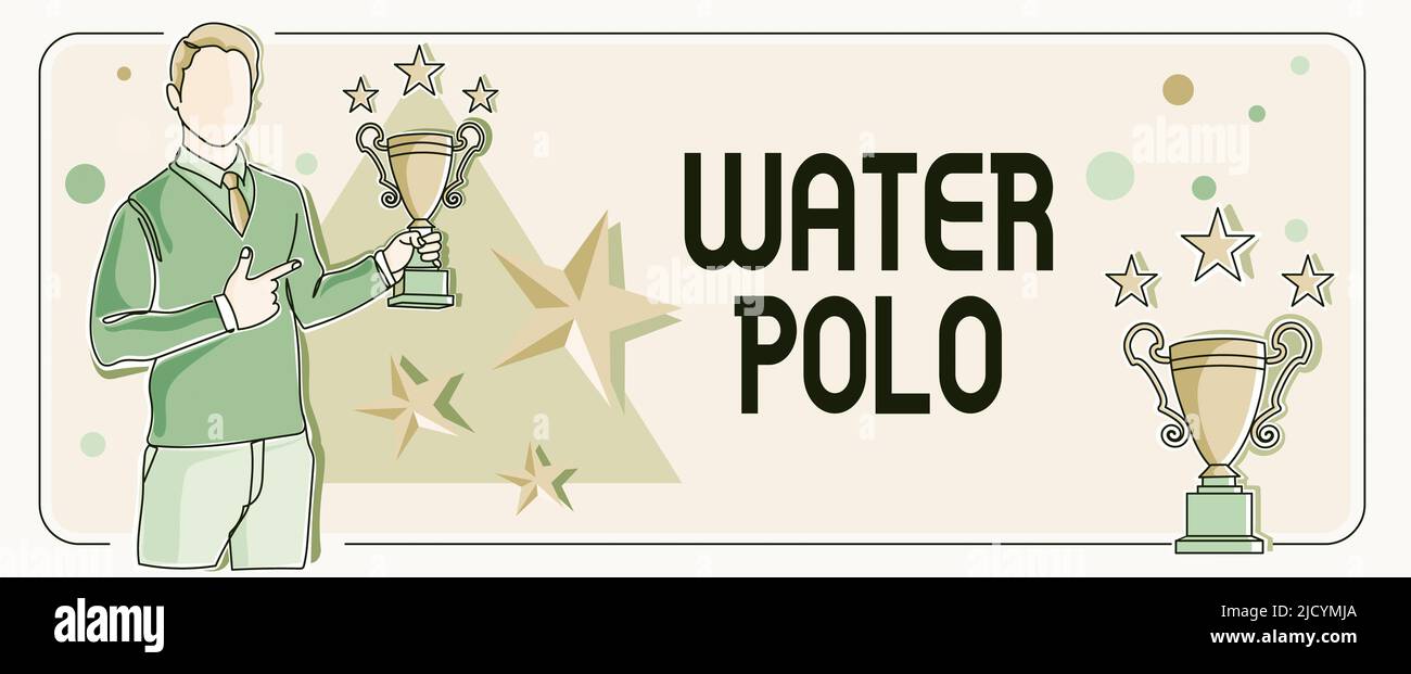 Conceptual display Water Polo. Concept meaning competitive team sport