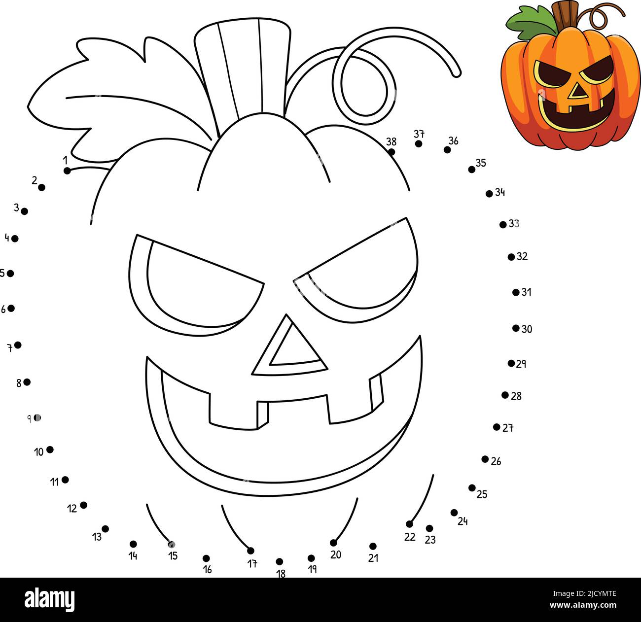 Dot to Dot Pumpkin Halloween Isolated Coloring Stock Vector Image & Art -  Alamy