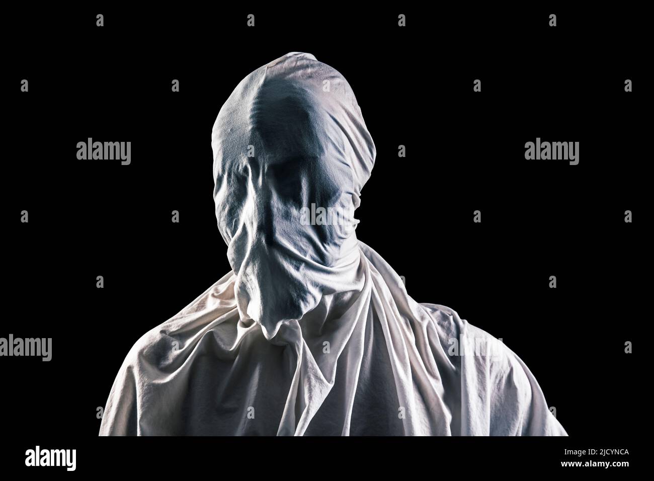 Portrait of a scary ghost isolated on black background with clipping path Stock Photo