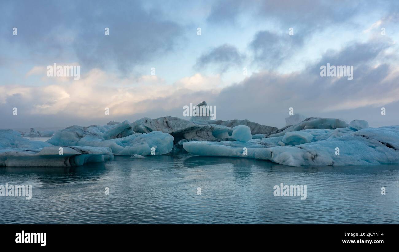 Icebergs in Jokulsarlon glacier lagoon, Iceland. Stock Photo