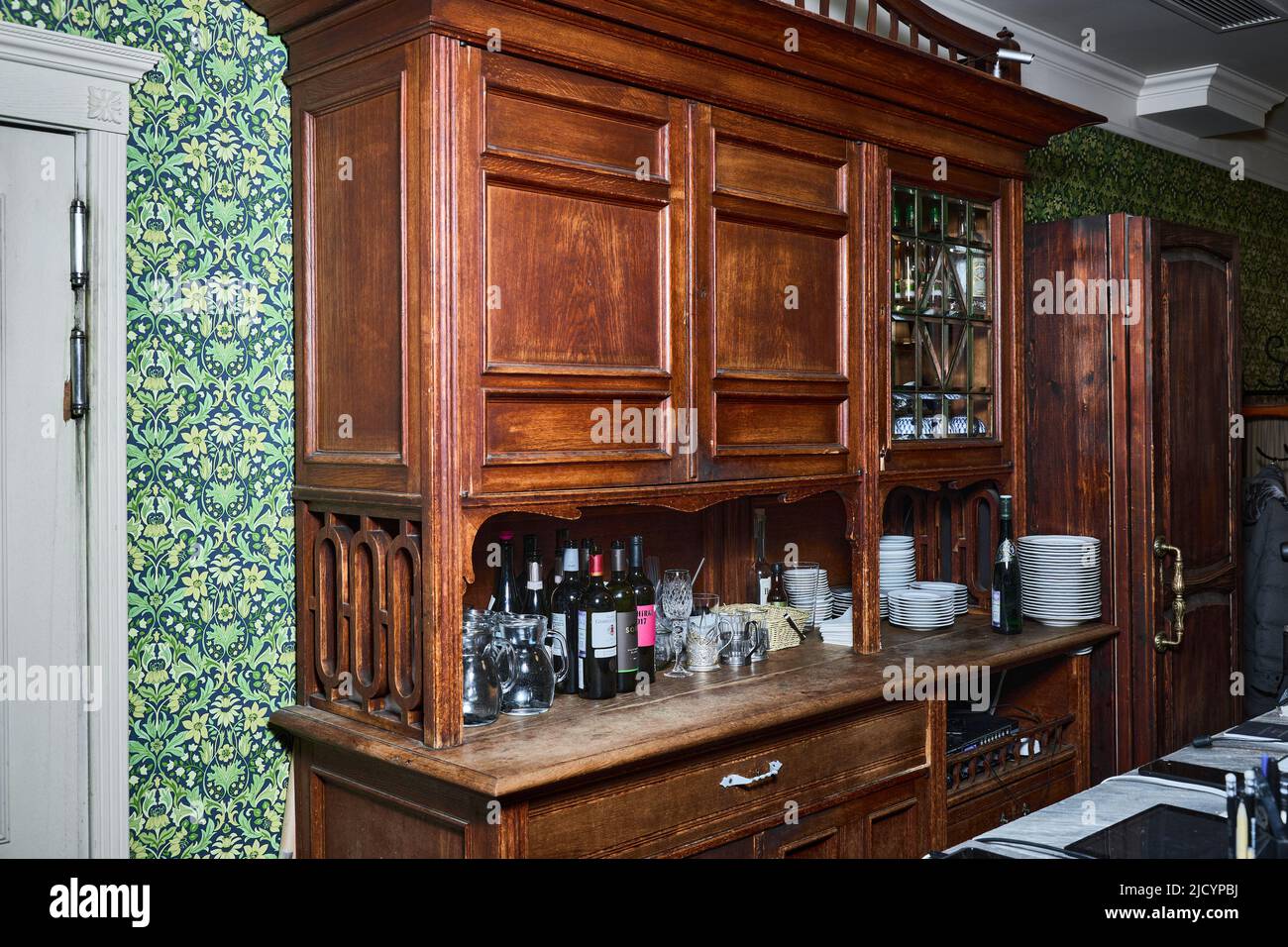 Photo of an old bar counter in a restaurant  Stock Photo