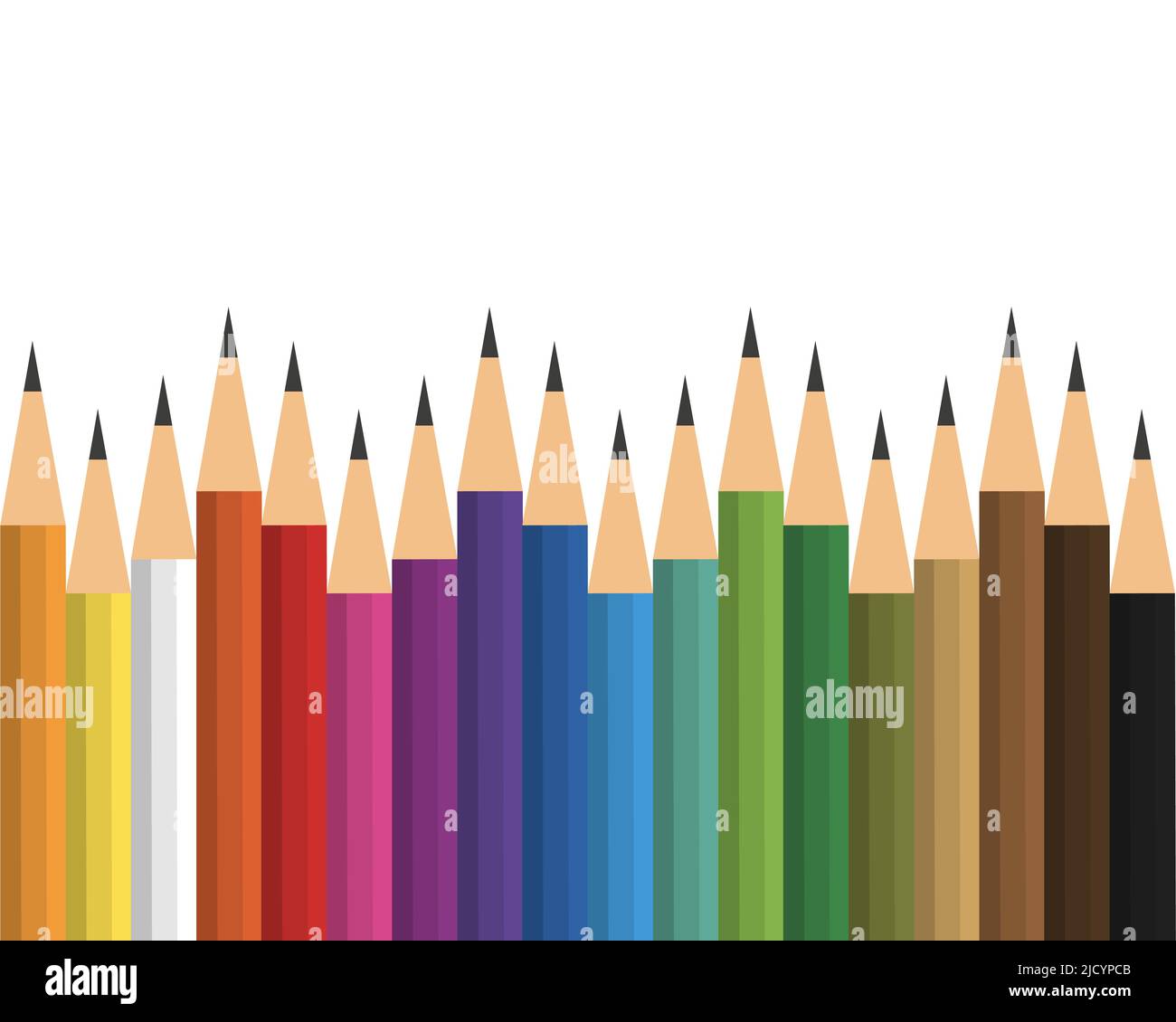 Lead pencils various length on white background Stock Vector Image