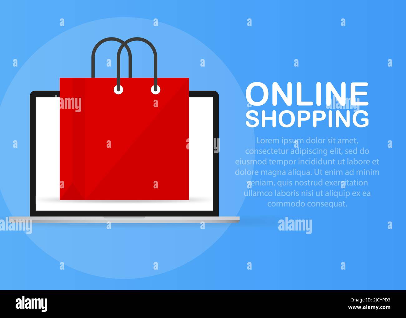 Laptop with and screen buy. Concept online shopping. Stock Vector