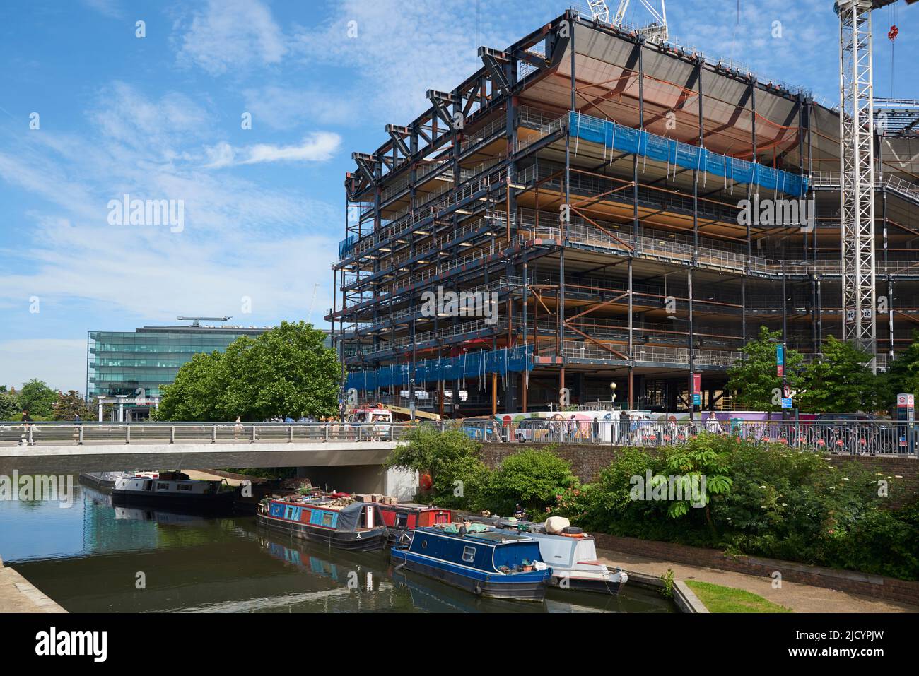 New building under construction by the Regent's Canal at Kings Cross, London UK Stock Photo