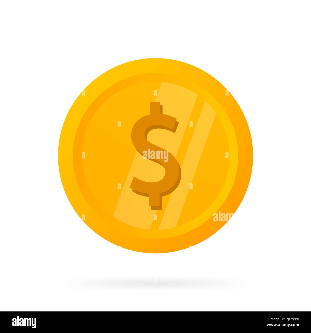 Dallar coin in front. Pile of gold coins vector illustration Stock Vector