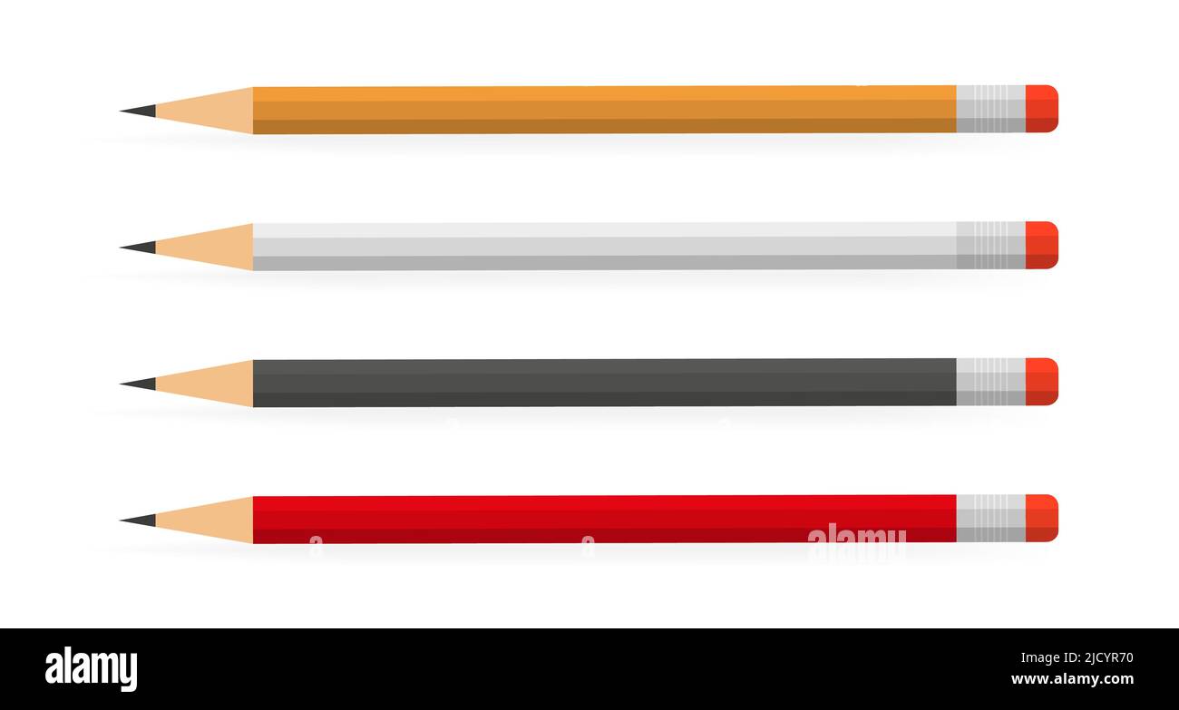 Lead pencils various length on white background Stock Vector Image