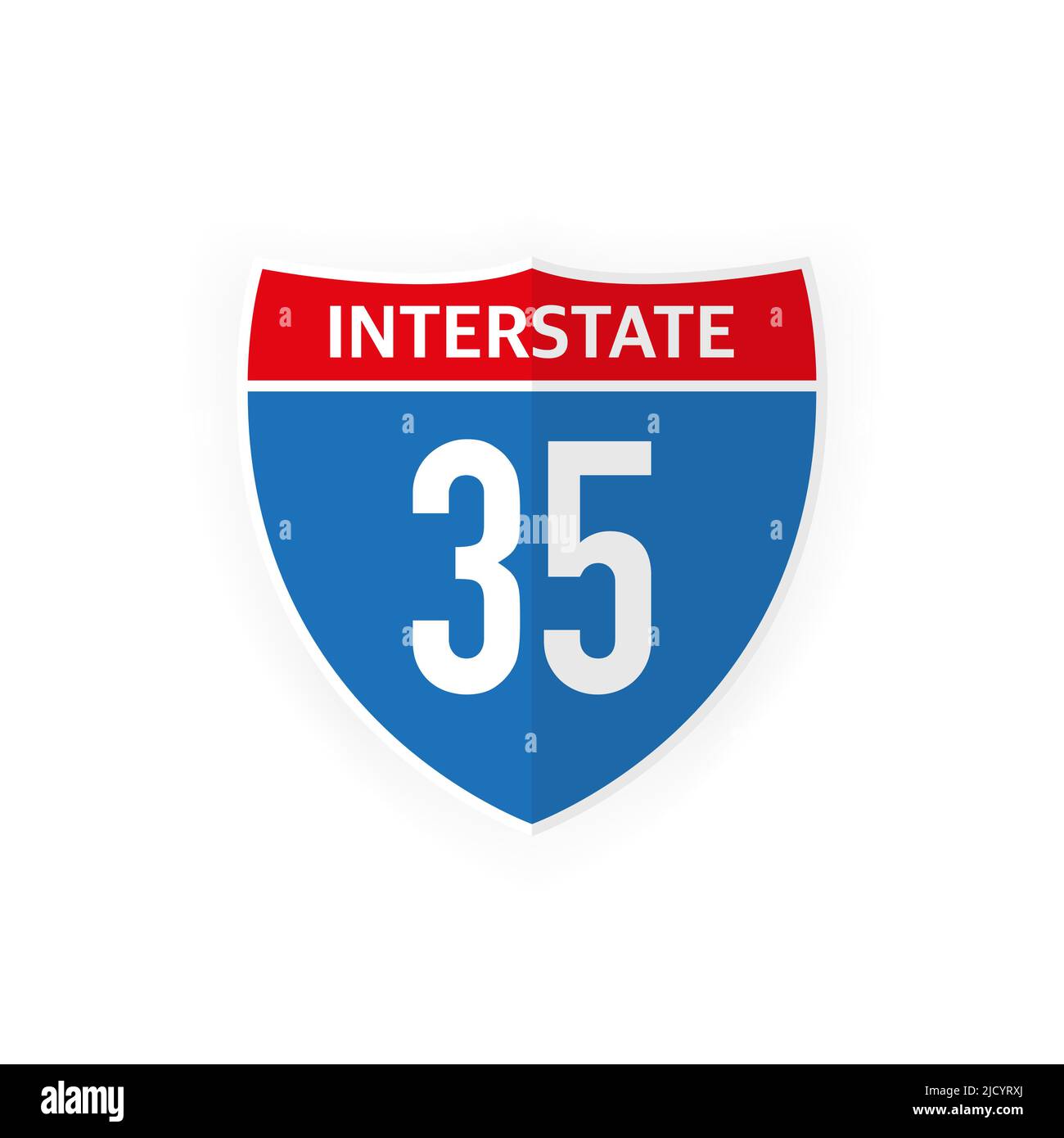 Interstate highway 35 road sign icon isolated on white background