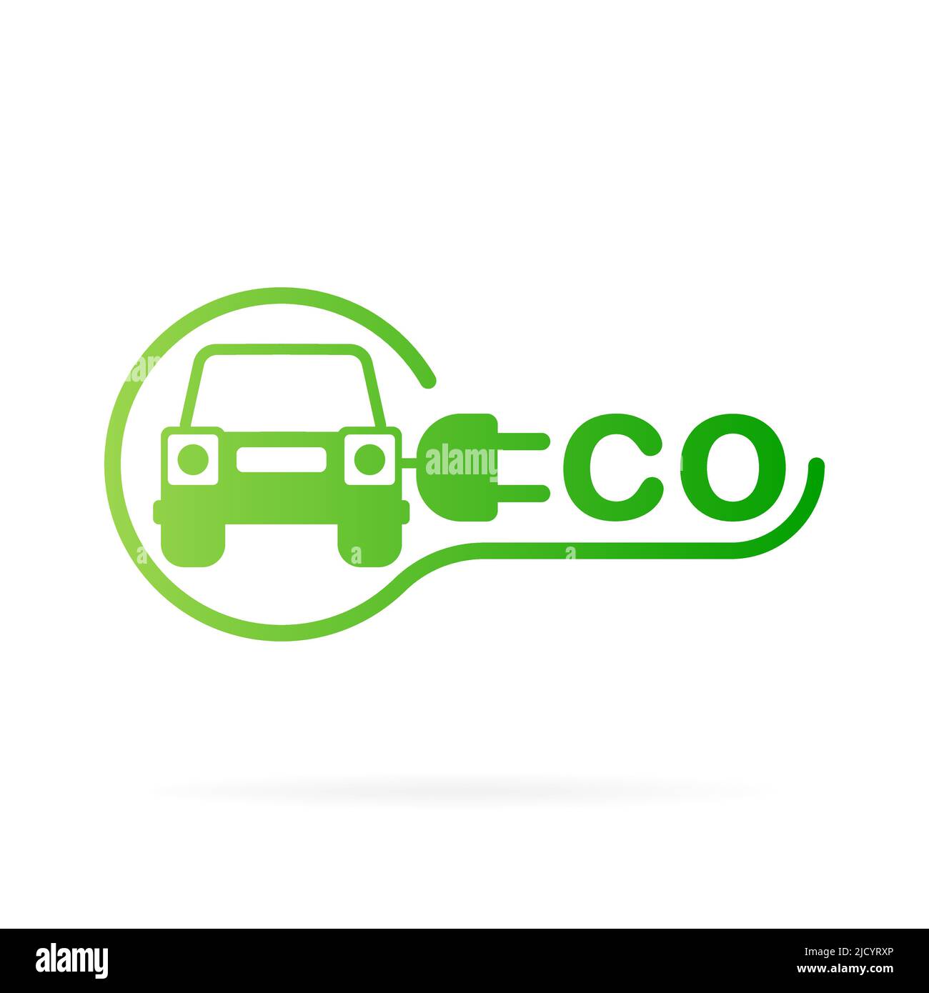 Electric car and Electrical charging station symbol on a white