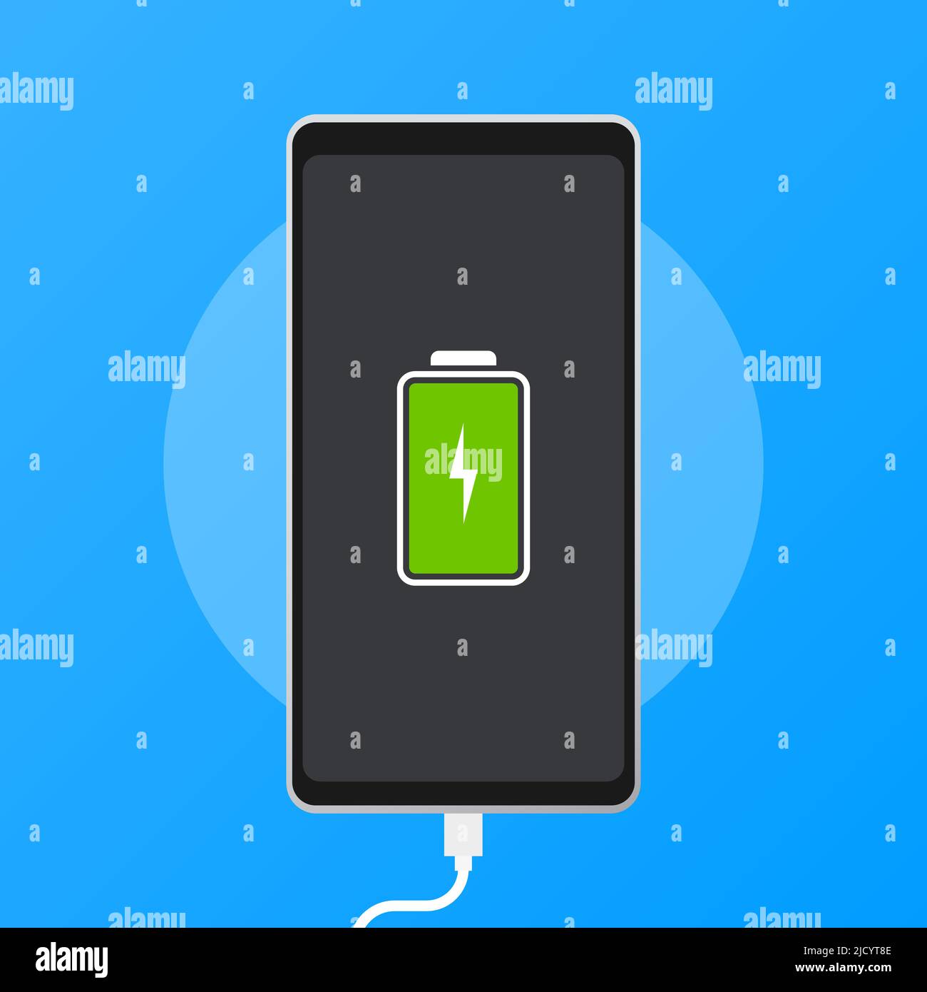 Illustration with charge mobile phones. Usb cable is connected to the