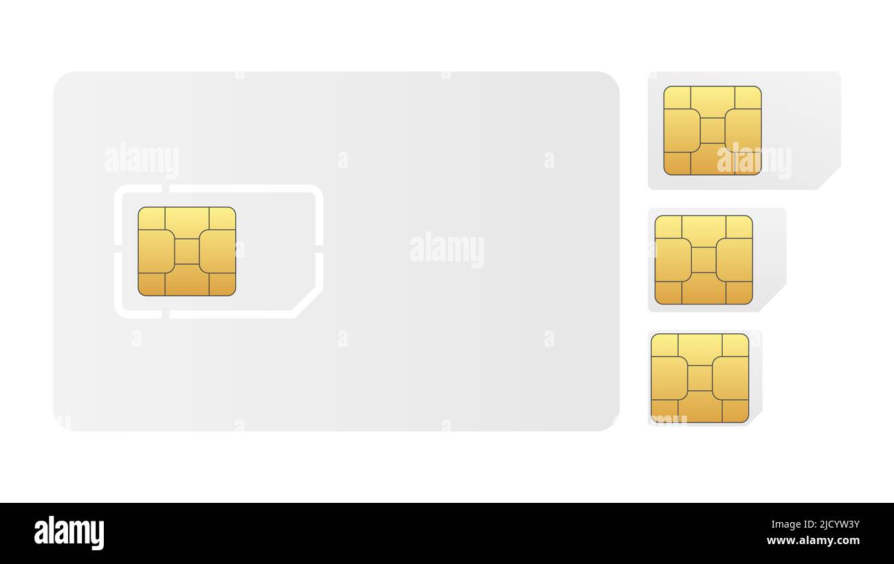 Set of blank SIM card. Illustration on white background Stock Vector