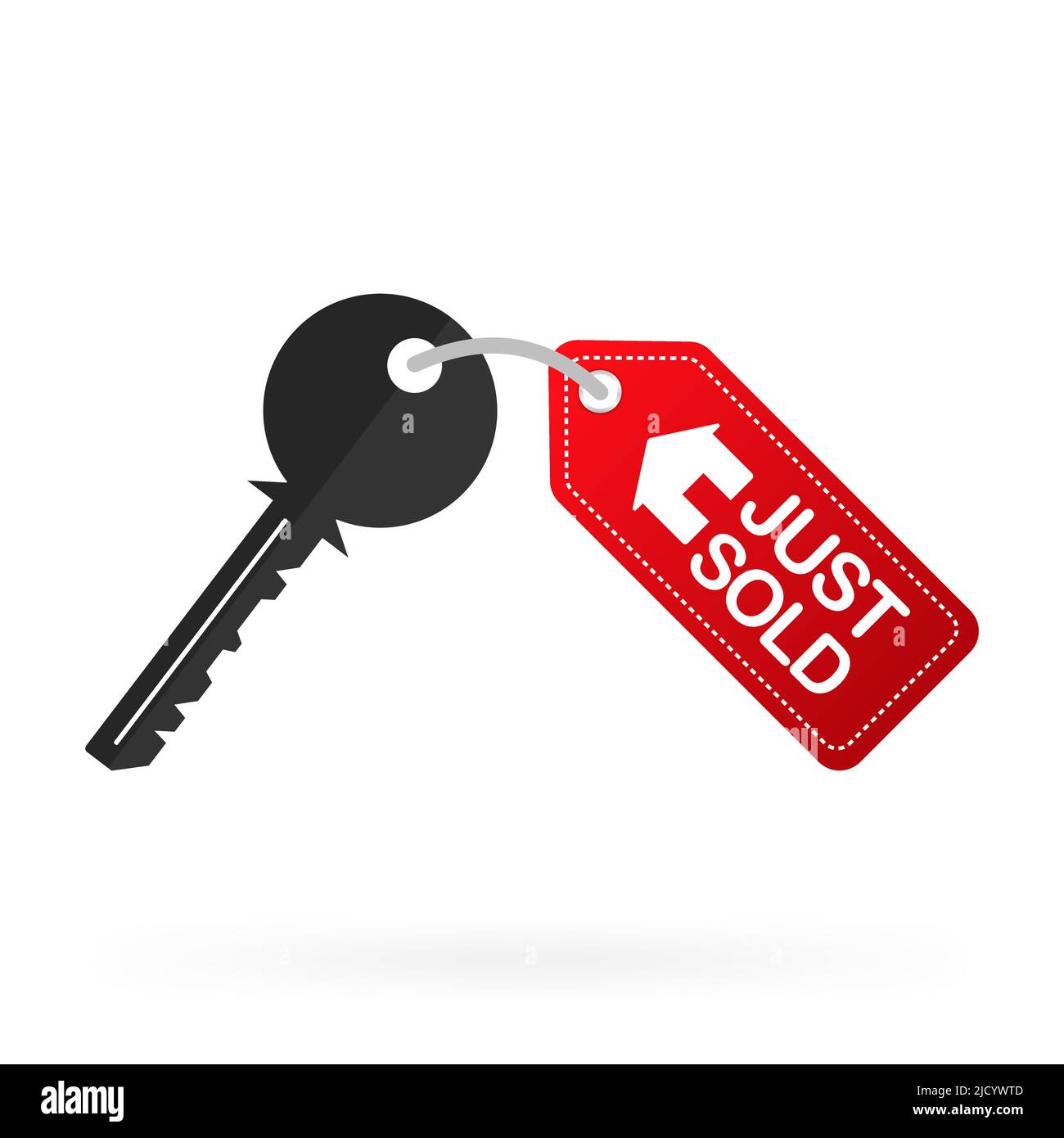House key with breloque isolated on a white background. Rental estate. Sale property template. Vector illustration flat design. Stock Vector