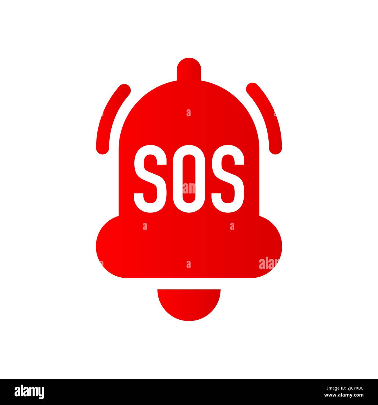 Alarm bell and SOS lettering icon isolated on white background. Warning