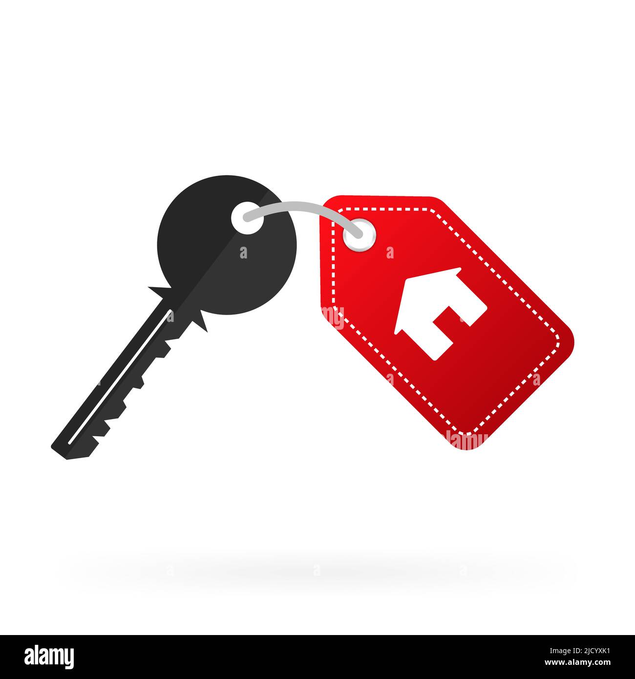 House key with breloque isolated on a white background. Rental estate. Sale property template. Vector illustration flat design. Stock Vector