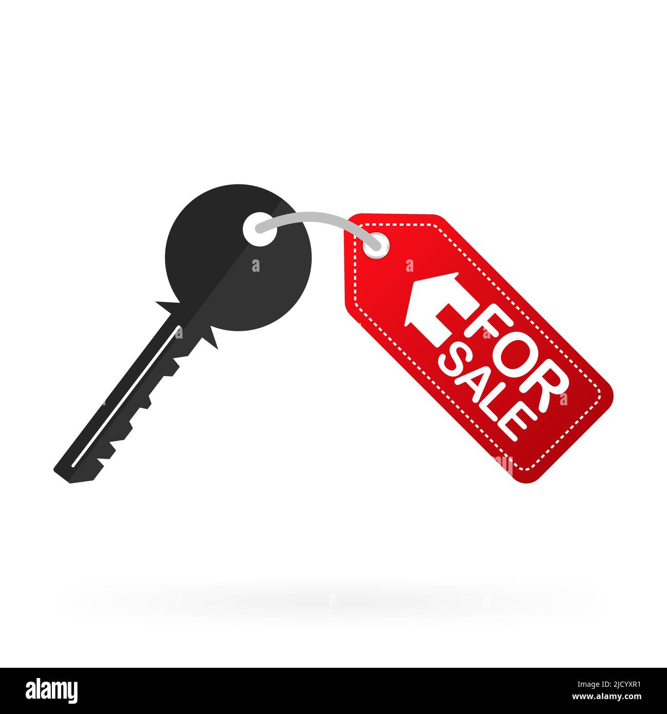 House key with breloque isolated on a white background. Rental estate. Sale property template. Vector illustration flat design. Stock Vector