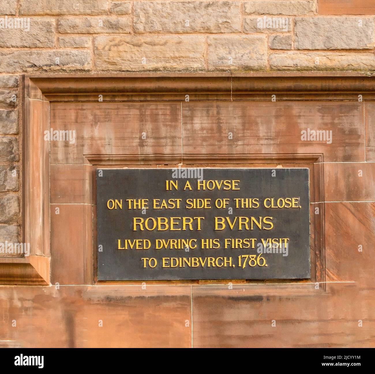 A Plaque to commemorate Robert Burns, Edinburgh, Scotland, UK Stock Photo