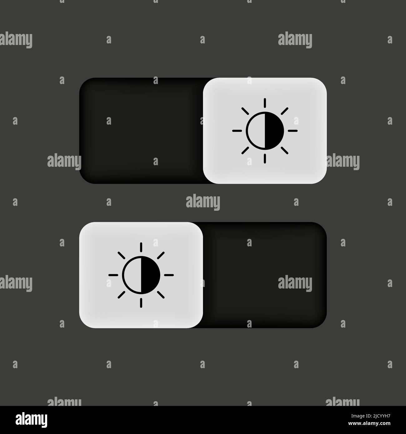 Flat switch bubble slide button for dark mode or black mode on black ...