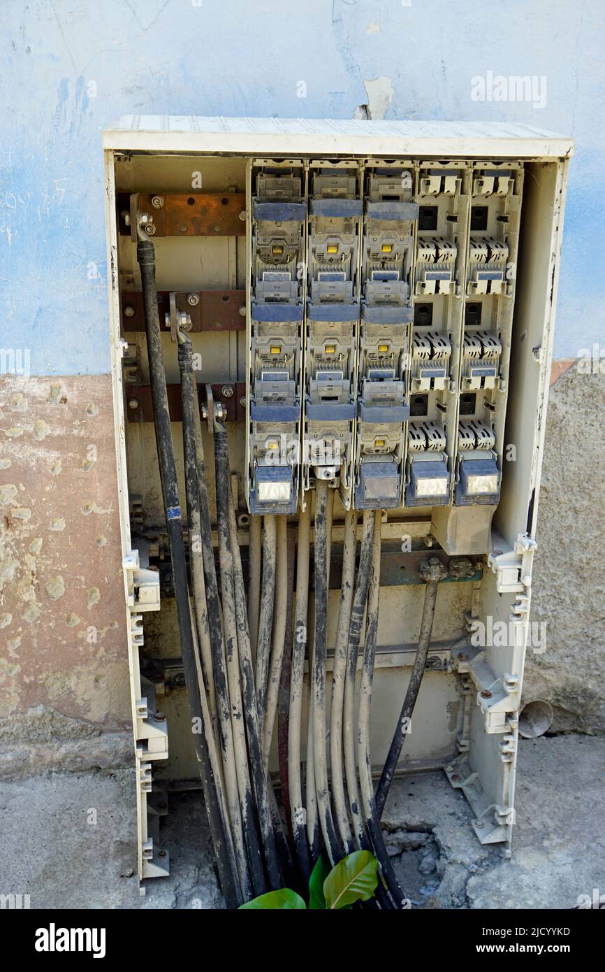 open old fuse box in the streets of havana Stock Photo Alamy
