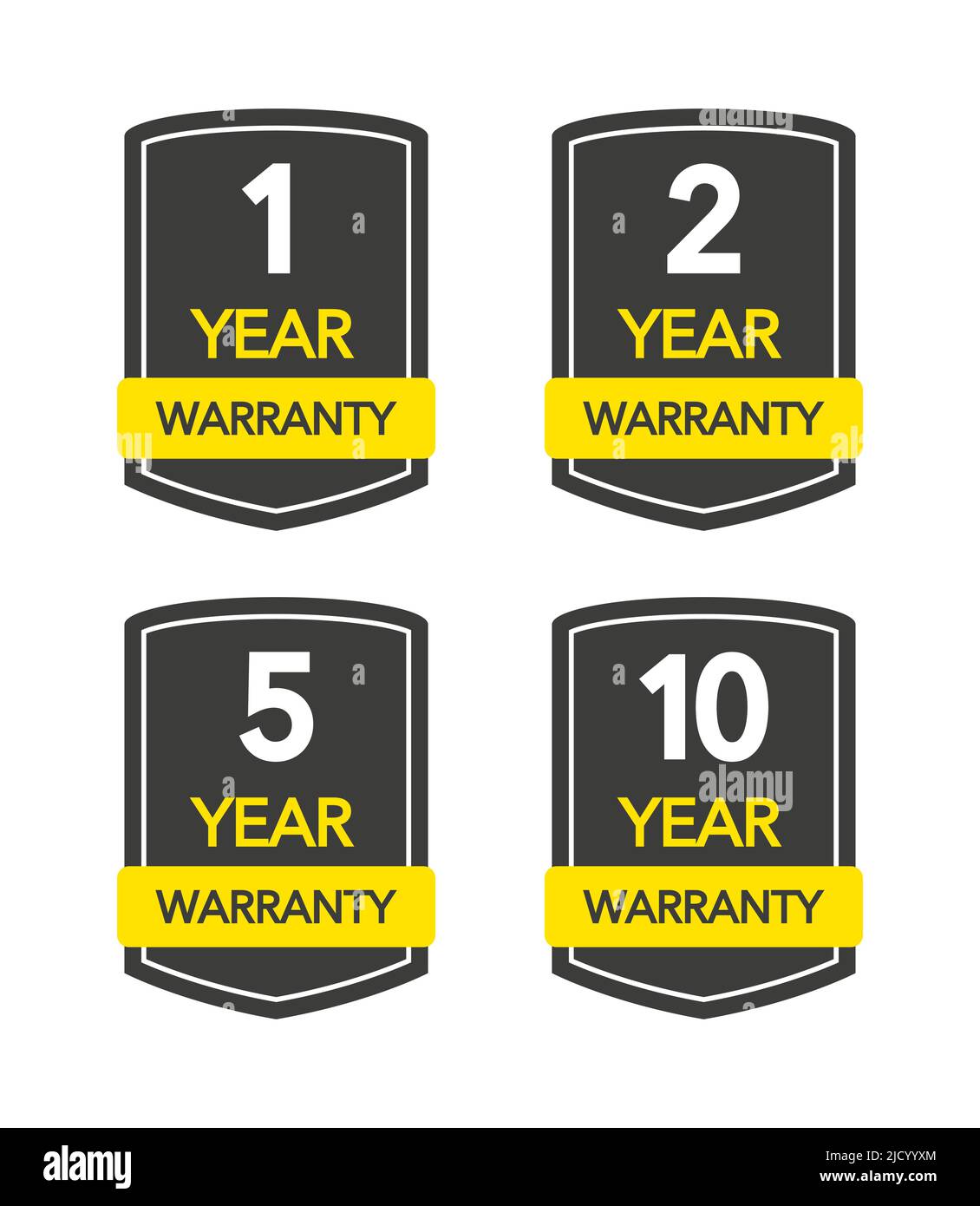 Badges set with year warranty on white background. Vector illustration
