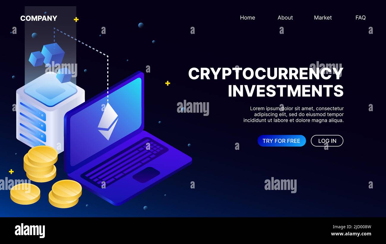 Cryptocurrency Investments. Landing Page Template for Online Platform,  Website, Application. Vector illustration Stock Vector Image & Art - Alamy