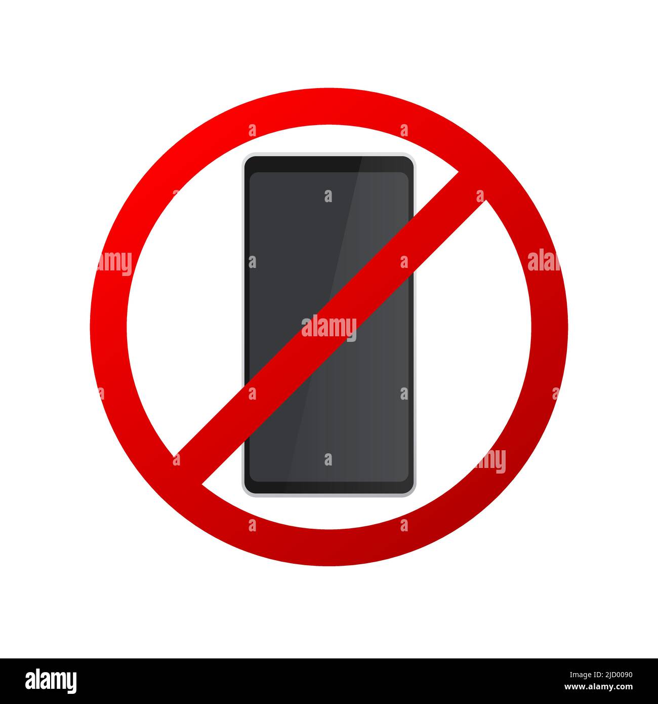 No phone. Prohibitive sign on white background. Realistic phone. Vector illustration. Stock Vector