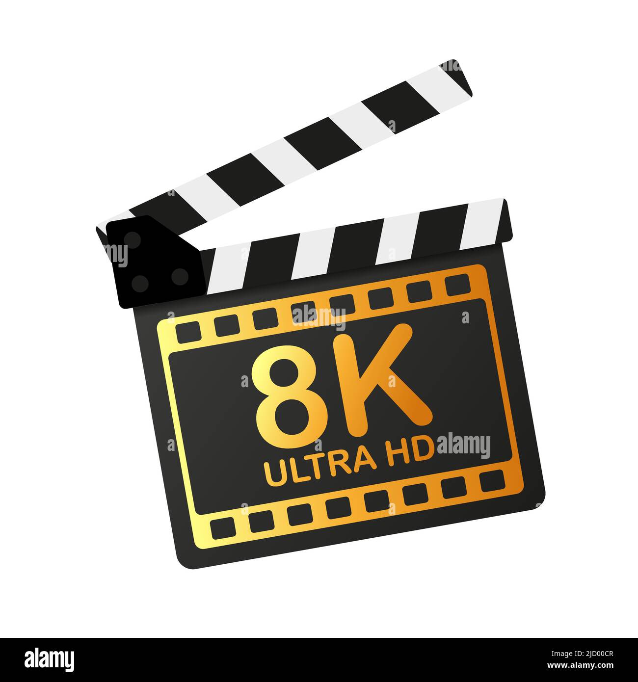 Modern movie full hd 8k, great design for any purposes. Technology film industry signs. Vector illustration. Stock Vector